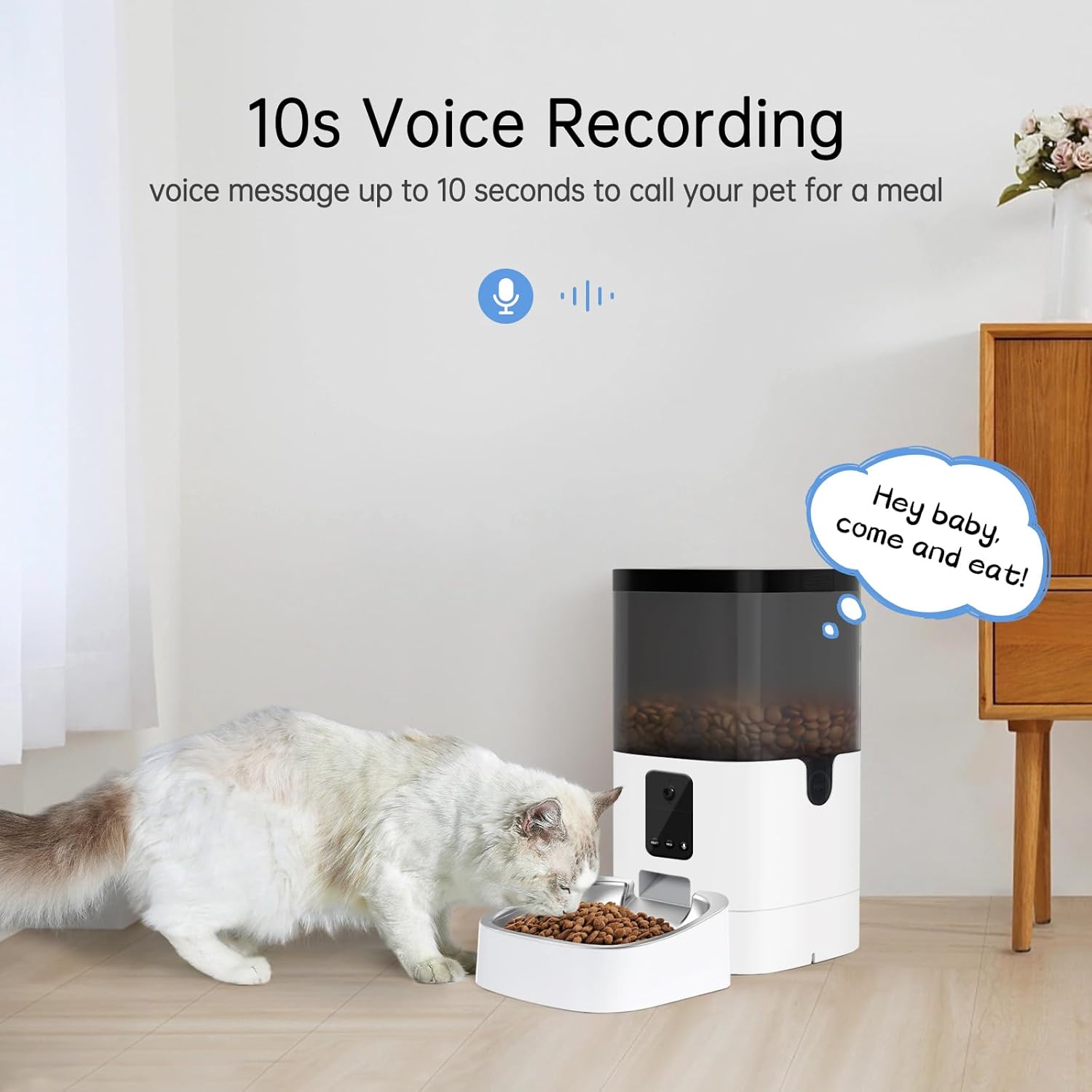 Automatic Cat Feeder with Camera, 4L Smart WiFi Pet Feeder for Cats & Small Dogs, 1080P HD Video, App Control, 2-Way Audio, Night Vision, Timed Dry Food Dispenser (2.4GHz Wi-Fi only, No Suscription)