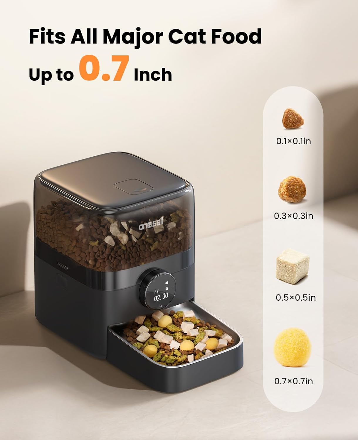 oneisall Automatic Cat Feeder, WiFi Rechargeable 100-Day Battery Operated Pet Feeder, 12 Cups/3L Dry Food Dispenser for Large Kibble, Smart App Control (Black)