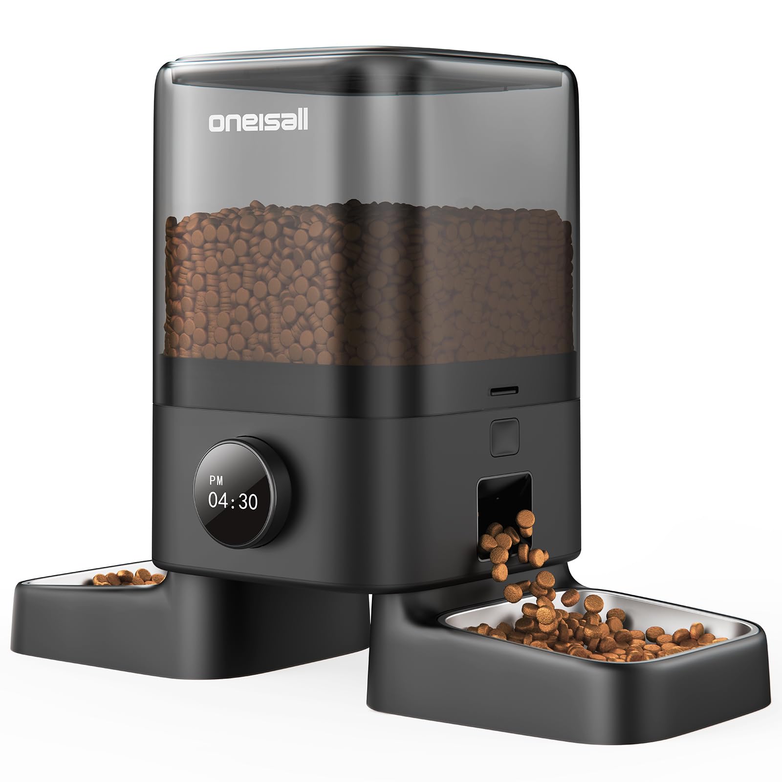 oneisall Cordless 2.4Ghz WiFi Automatic Cat Feeder for 2 Cats, Rechargeable 100-Day Battery Operated Auto Cat Feeder, 20 Cups/5L Timed Cats Food Dispenser Automatic for Large Kibble, Smart App Control