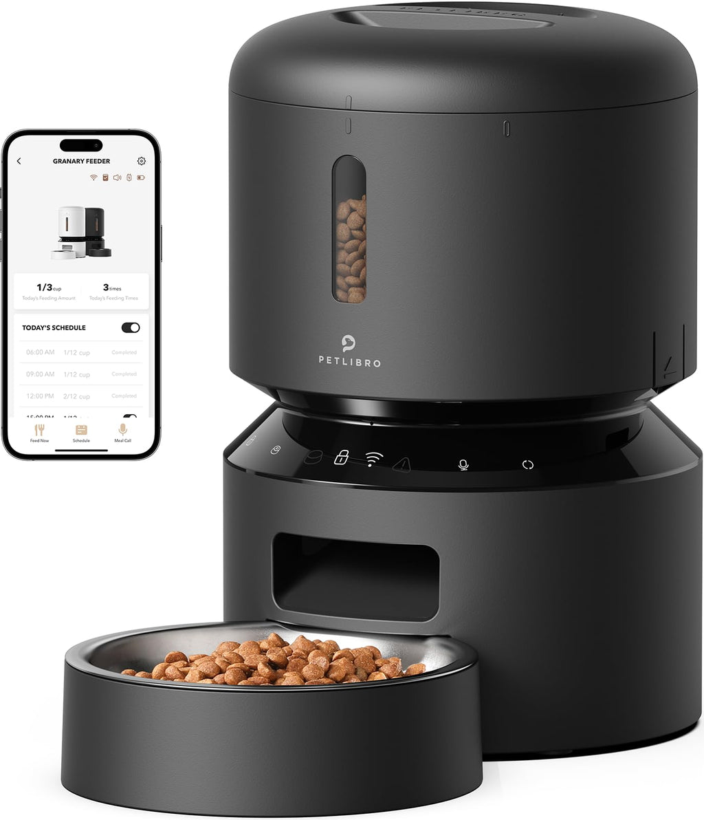 PETLIBRO Automatic Cat Feeder, 5G WiFi Pet Feeder with Freshness Preservation, Timed Cat Feeders for Dry Food, Up to 48 Portions 10 Meals Per Day, Granary Pet Feeder for Cat/Dog