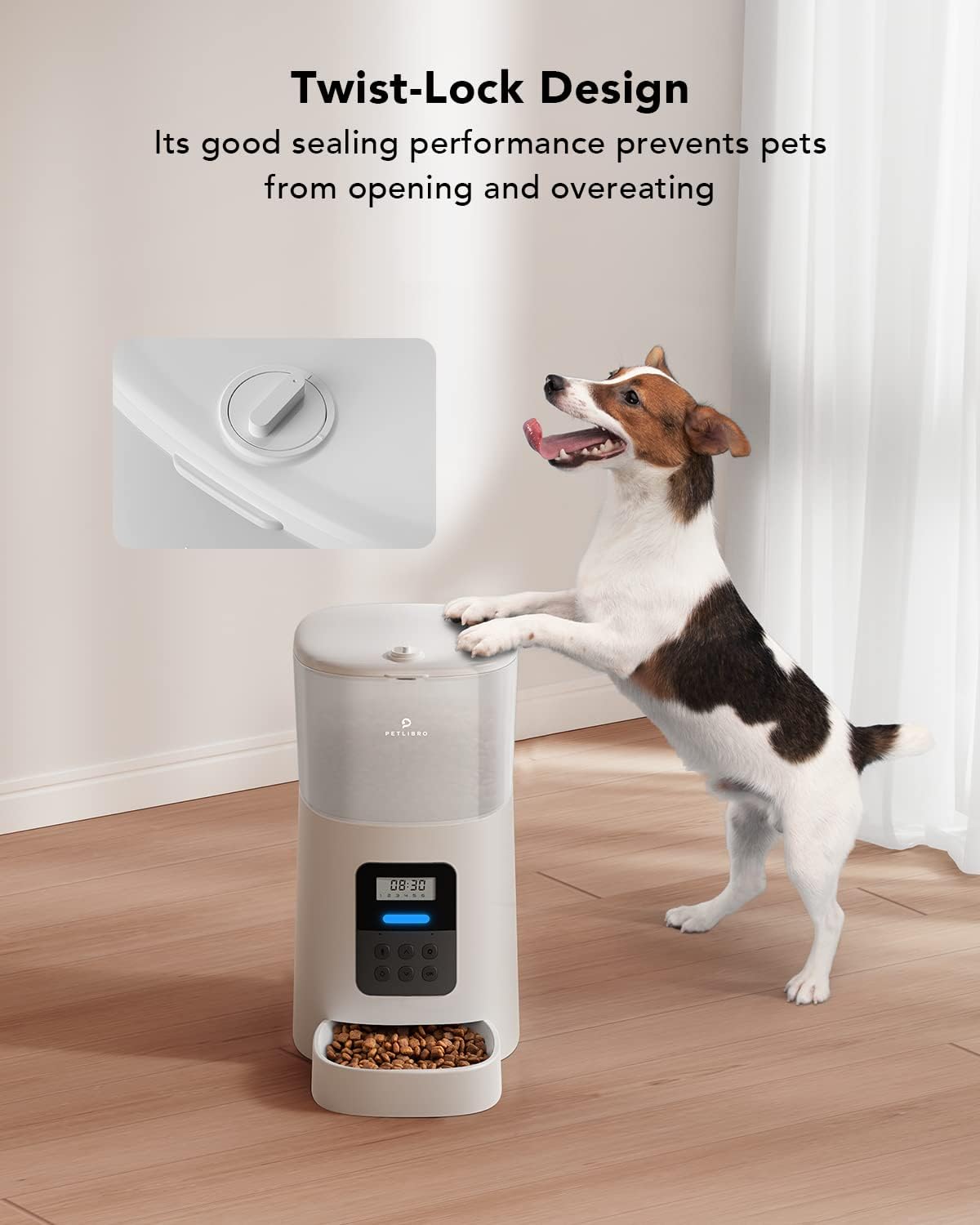 PETLIBRO Automatic Cat Feeder, 6L Auto Pet Cat Dry Food Dispenser with Clog-Free Design, Low Food LED Indication, 0-50 Portion Control for 1-6 Meals Daily, 10s Voice Recorder for Small & Medium Pets