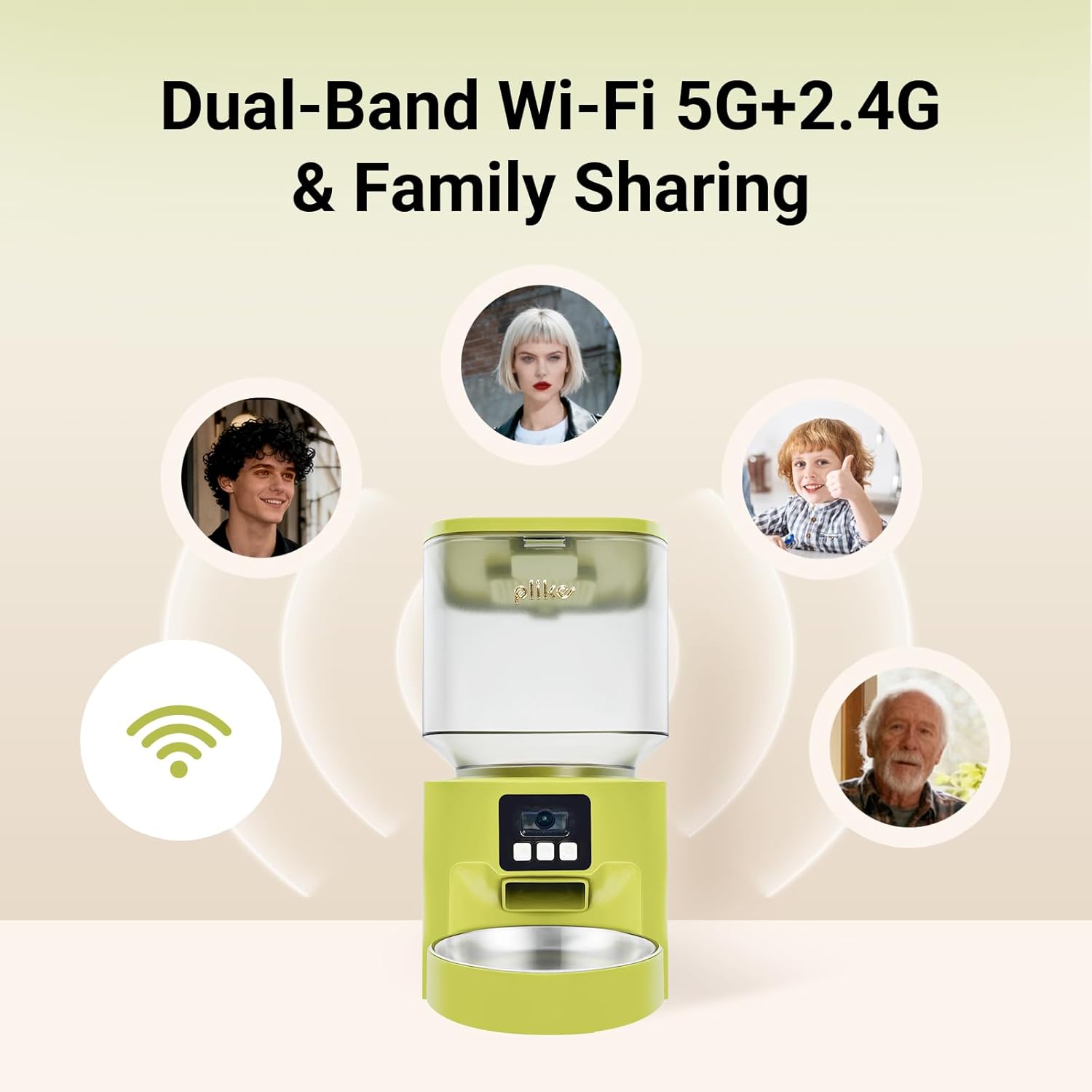 Plike Automatic Cat Feeder with Camera, WiFi Smart Pet Feeder with App Control (2.4G & 5G), 4L Capacity, 2-Way Audio & Night Vision, Anti-Clog Food Dispenser for Cats and Dogs