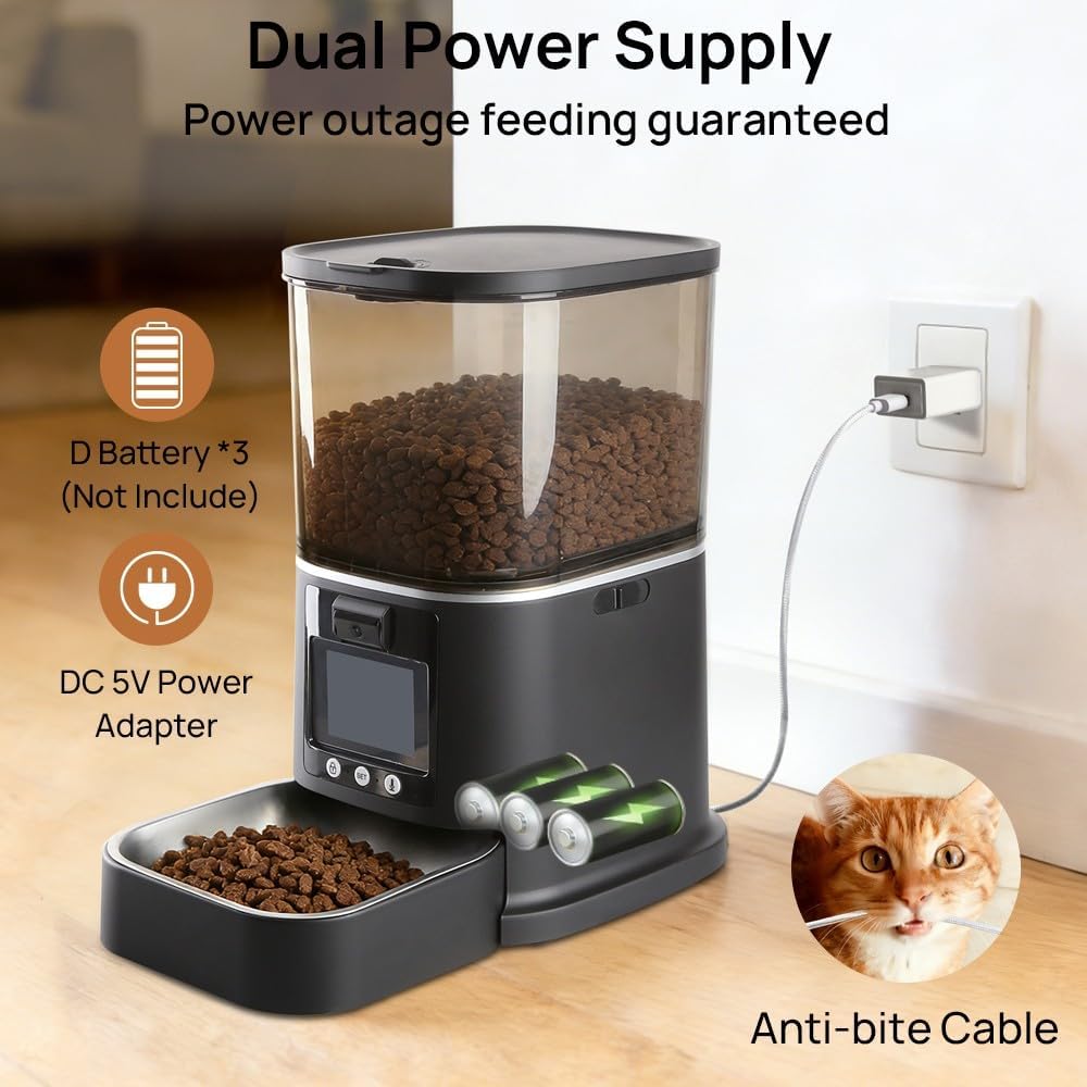 5L Automatic Cat Feeder with Camera, Two-Way Video 3MP HD & Audio, 5G WiFi Automatic Dog Feeder with Night Vision, Cat Food Dispenser with Dog Food Container for Multiple Pets