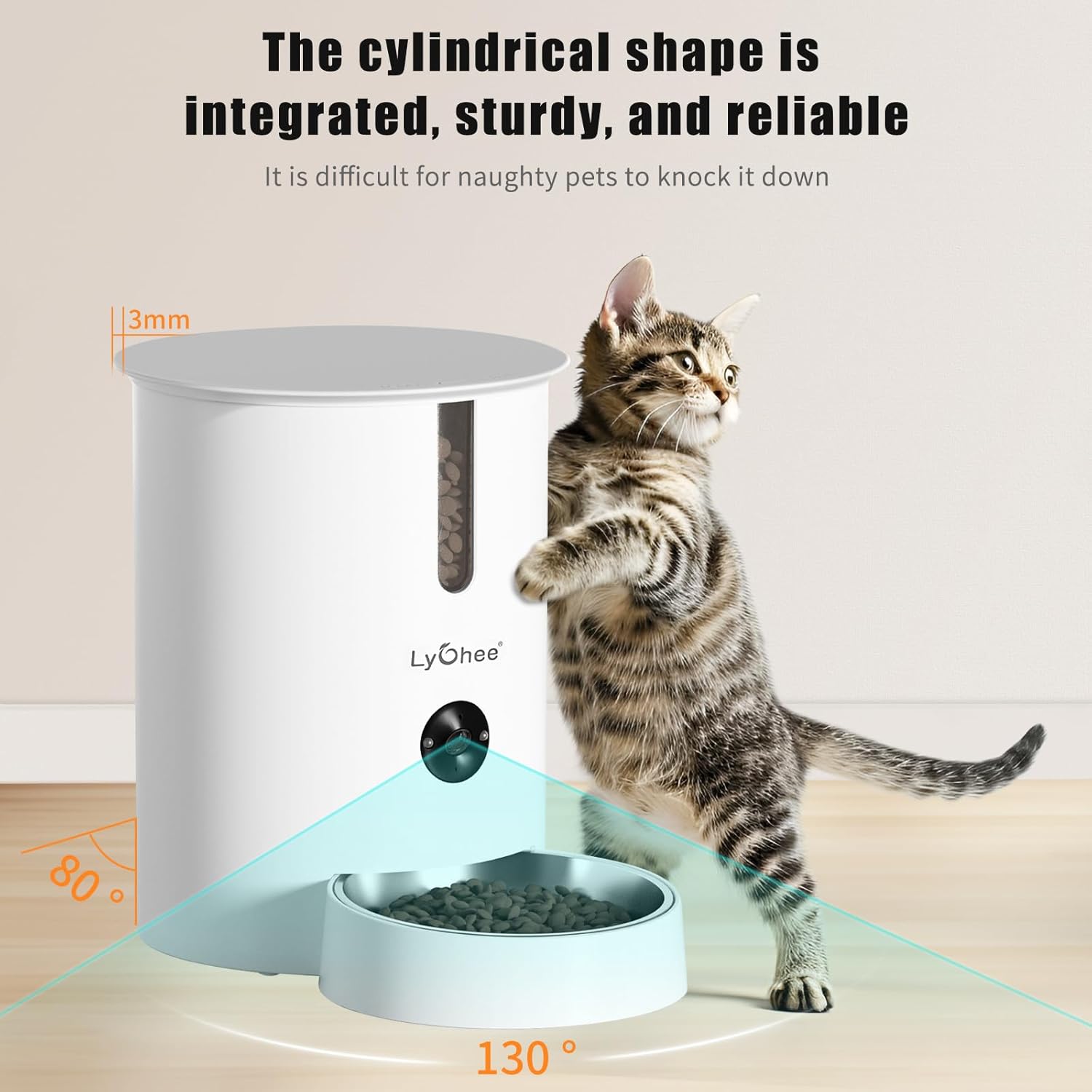 Lychee Automatic Cat Feeder with Camera, 5G WiFi Pet Feeder, 1080P HD Video with Night Vision,2-Way Audio Smart App Control, 2.8L Dry Food Dispenser for Cats and Samll Dog