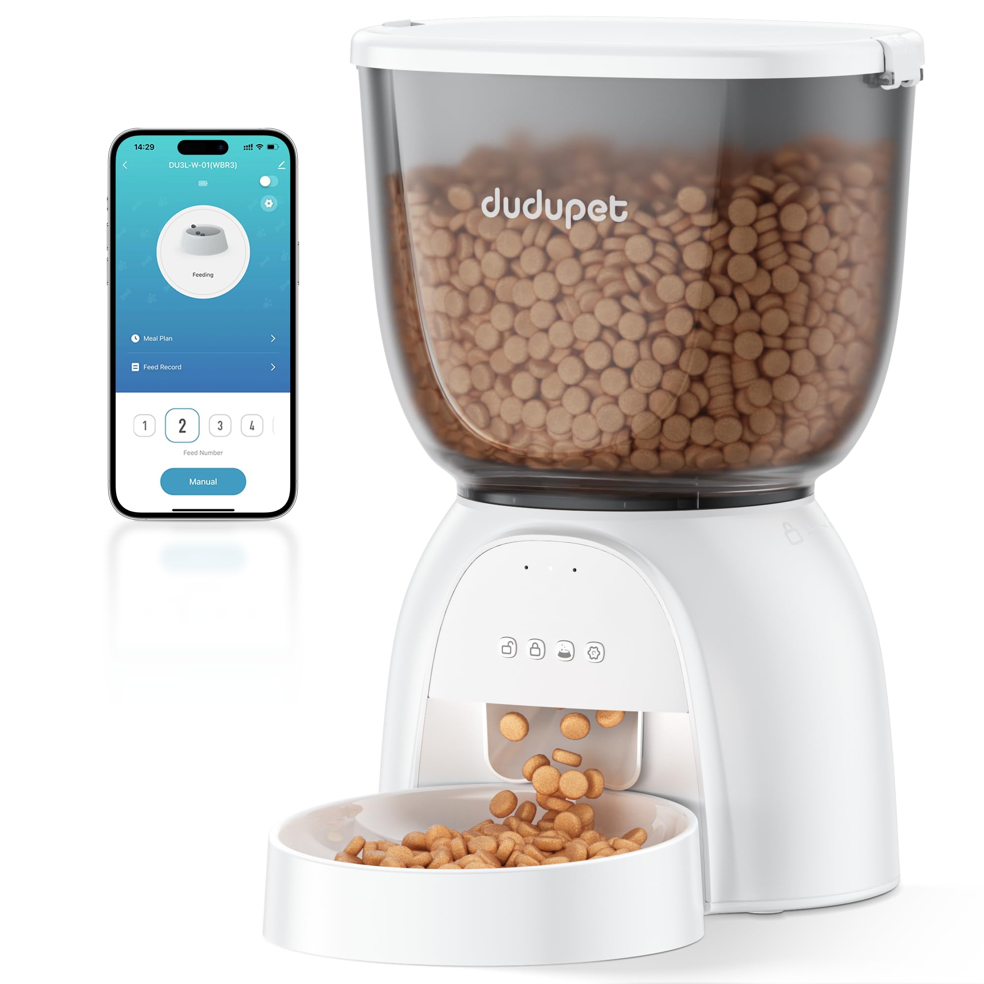 Automatic Cat Feeder with WiFi, App Control Automatic Pet Feeder, 5L Cat Food Dispenser Remote Feeding,10 Meals Programmable 1-15 Portion Control with Stainless Steel, Auto Dog Feeders Dry Food Only