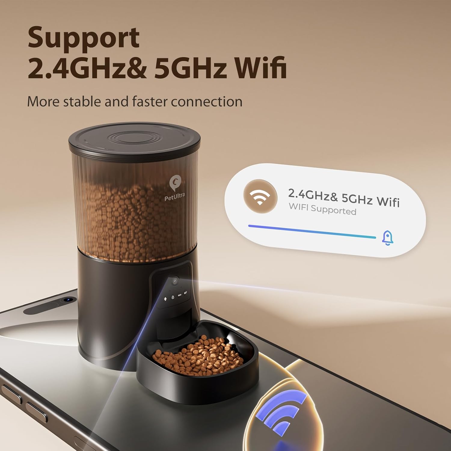PETULTRA Automatic Cat Feeder with Camera: 5G WiFi Auto Pet Feeder Precise Timed Feeding with HD Video & 2-Way Audio, Food Dispenser with Desiccant Bag to Keep Kibble Fresh, Easy Setup for Indoor Cats