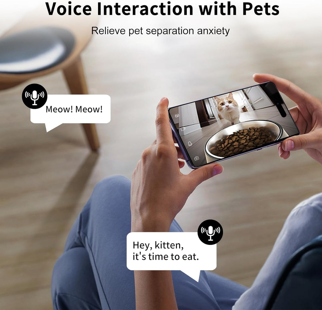 Lychee Automatic Cat Feeder with Camera, 5G WiFi Pet Feeder, 1304P HD Video with Night Vision,2-Way Audio Smart App Control, 4L Dry Food Dispenser for Cats and Samll Dog