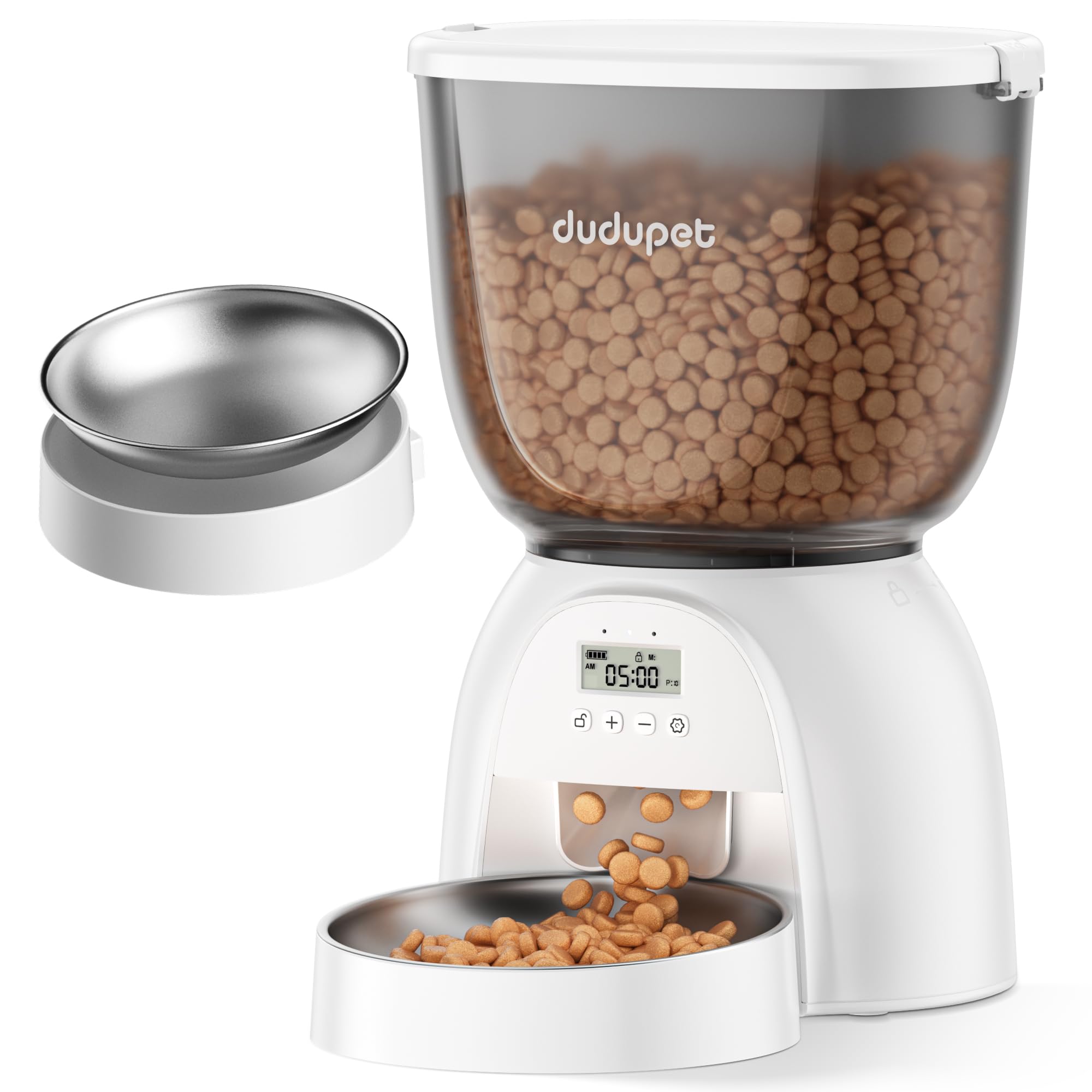 Automatic Cat Feeder with WiFi, App Control Automatic Pet Feeder, 5L Cat Food Dispenser Remote Feeding,10 Meals Programmable 1-15 Portion Control with Stainless Steel, Auto Dog Feeders Dry Food Only