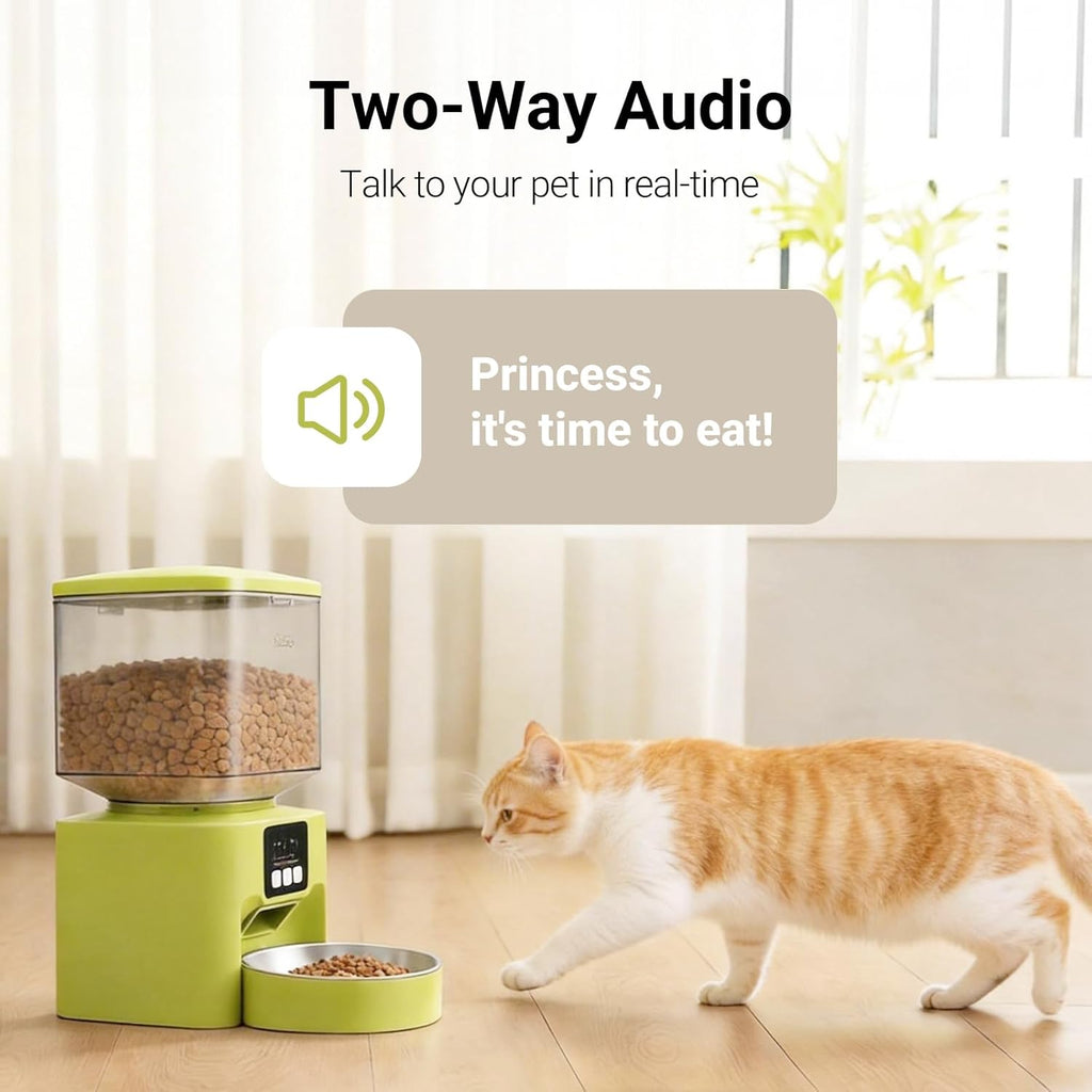 Plike Automatic Cat Feeder with Camera, WiFi Smart Pet Feeder with App Control (2.4G & 5G), 4L Capacity, 2-Way Audio & Night Vision, Anti-Clog Food Dispenser for Cats and Dogs