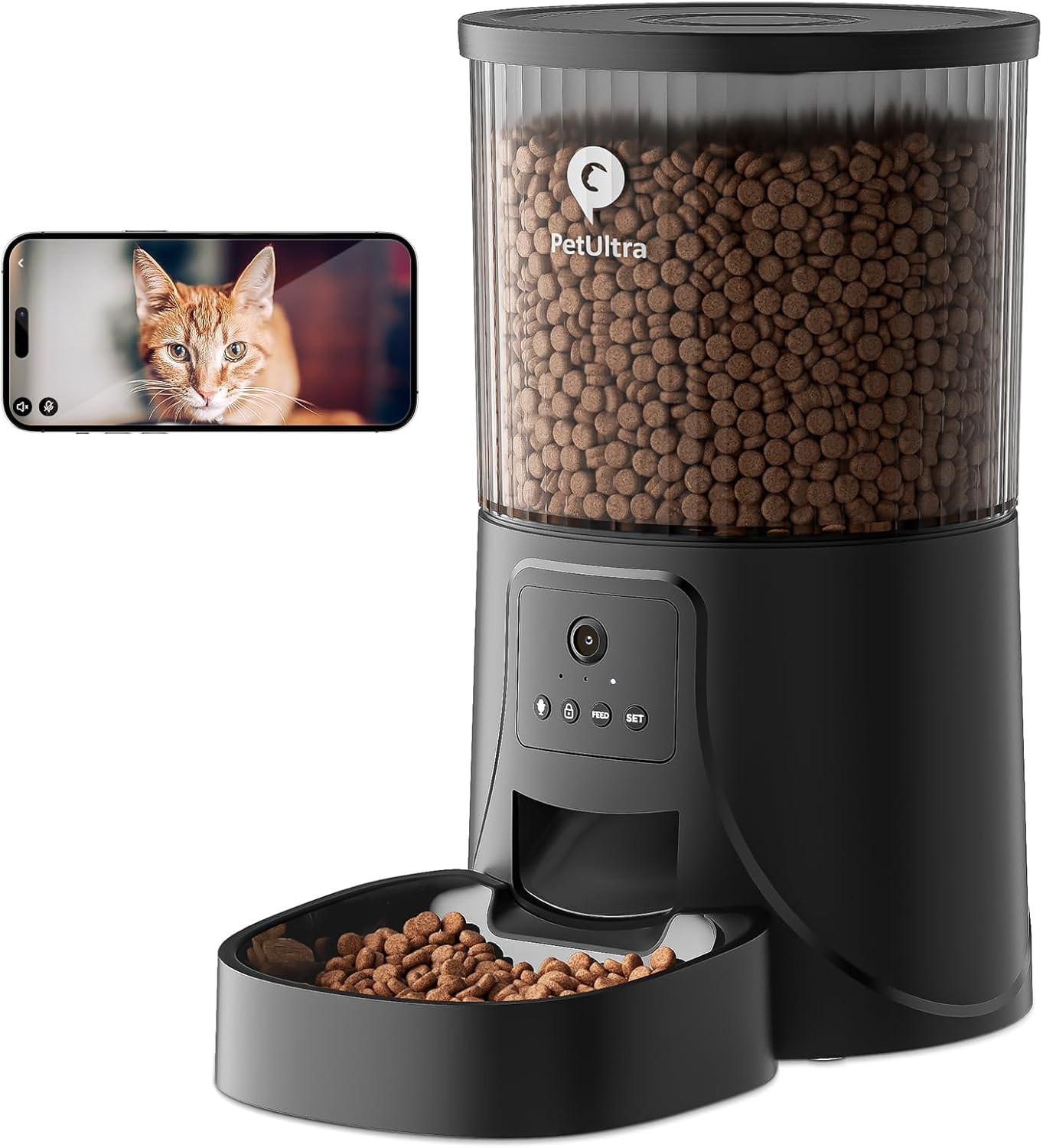 PETULTRA Automatic Cat Feeder with Camera: 5G WiFi Auto Pet Feeder Precise Timed Feeding with HD Video & 2-Way Audio, Food Dispenser with Desiccant Bag to Keep Kibble Fresh, Easy Setup for Indoor Cats