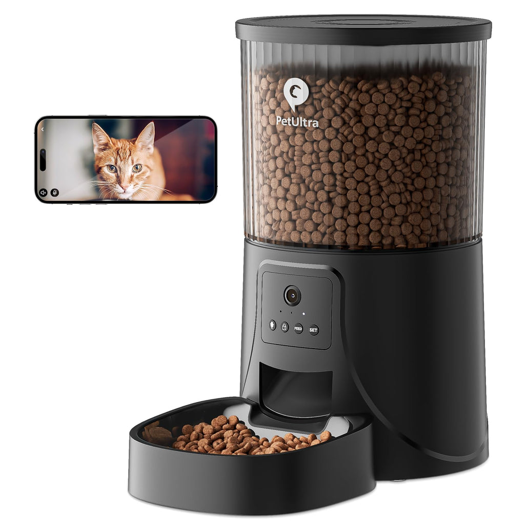 PETULTRA Automatic Cat Feeder with Camera: 5G WiFi Auto Pet Feeder Precise Timed Feeding with HD Video & 2-Way Audio, Food Dispenser with Desiccant Bag to Keep Kibble Fresh, Easy Setup for Indoor Cats