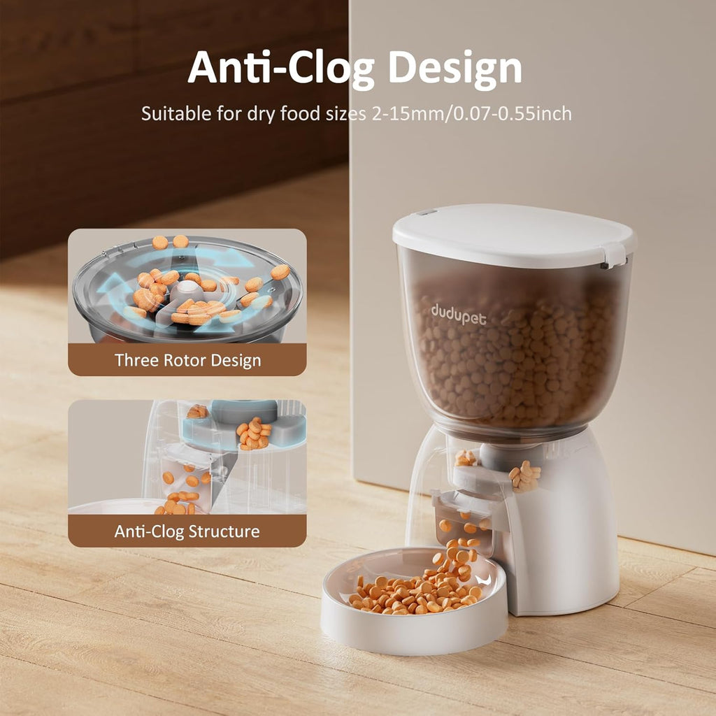 Automatic Cat Feeder with WiFi, App Control Automatic Pet Feeder, 5L Cat Food Dispenser Remote Feeding,10 Meals Programmable 1-15 Portion Control with Stainless Steel, Auto Dog Feeders Dry Food Only