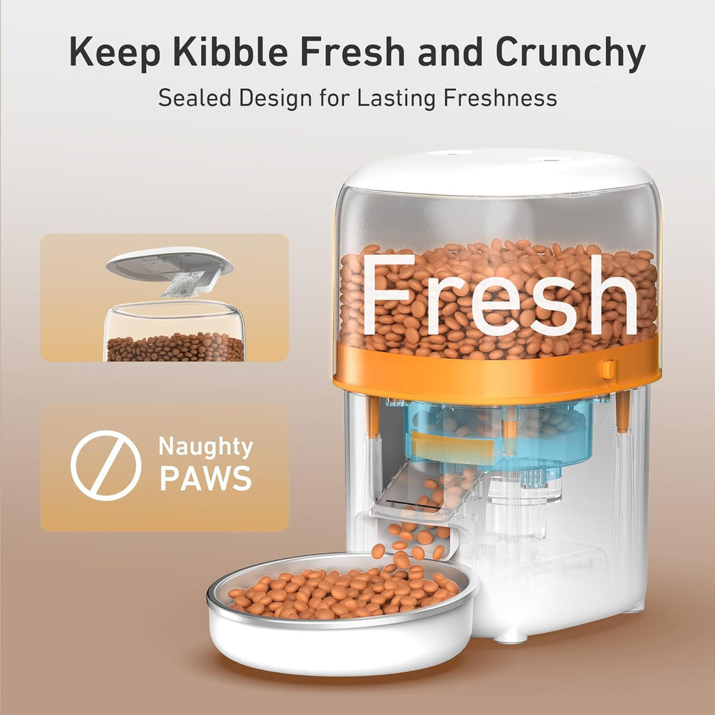 Yuposl Automatic Cat Feeders - 2L Cat Food Dispenser Easy to Use, Timed Automatic Pet Feeder with Over 180-day Battery Life, 1-6 Meals Dry Food Programmable Portion Control Also for Dogs