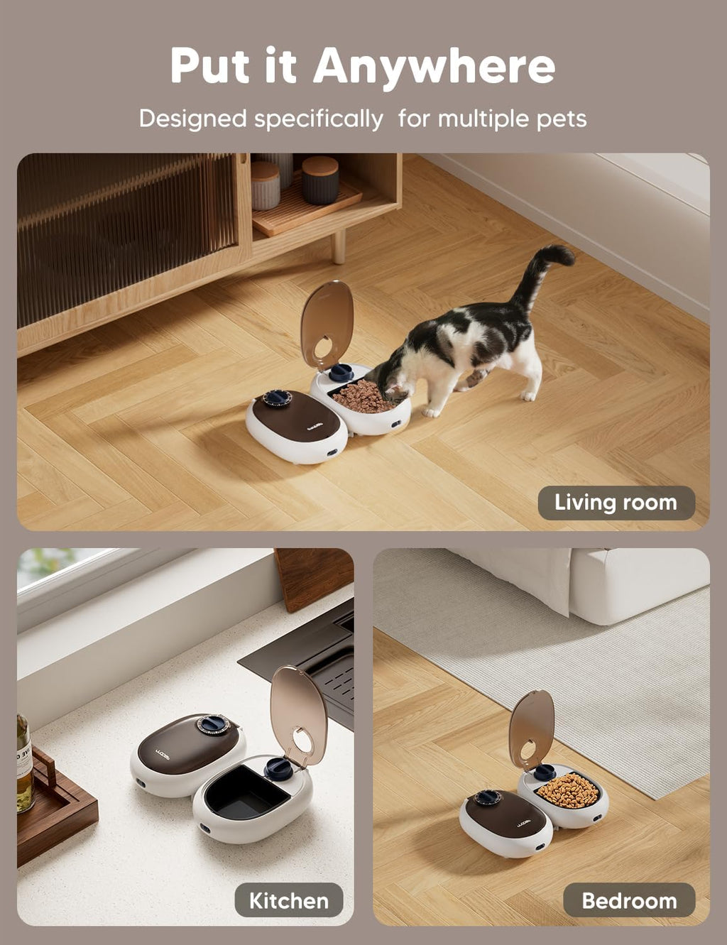 WOPET Automatic Cat Feeder– 48H Programmable Pet Food Dispenser with Ice Pack for Freshness, Yogurt & Canned Meals – Perfect for Cats, Kittens & Small Dogs