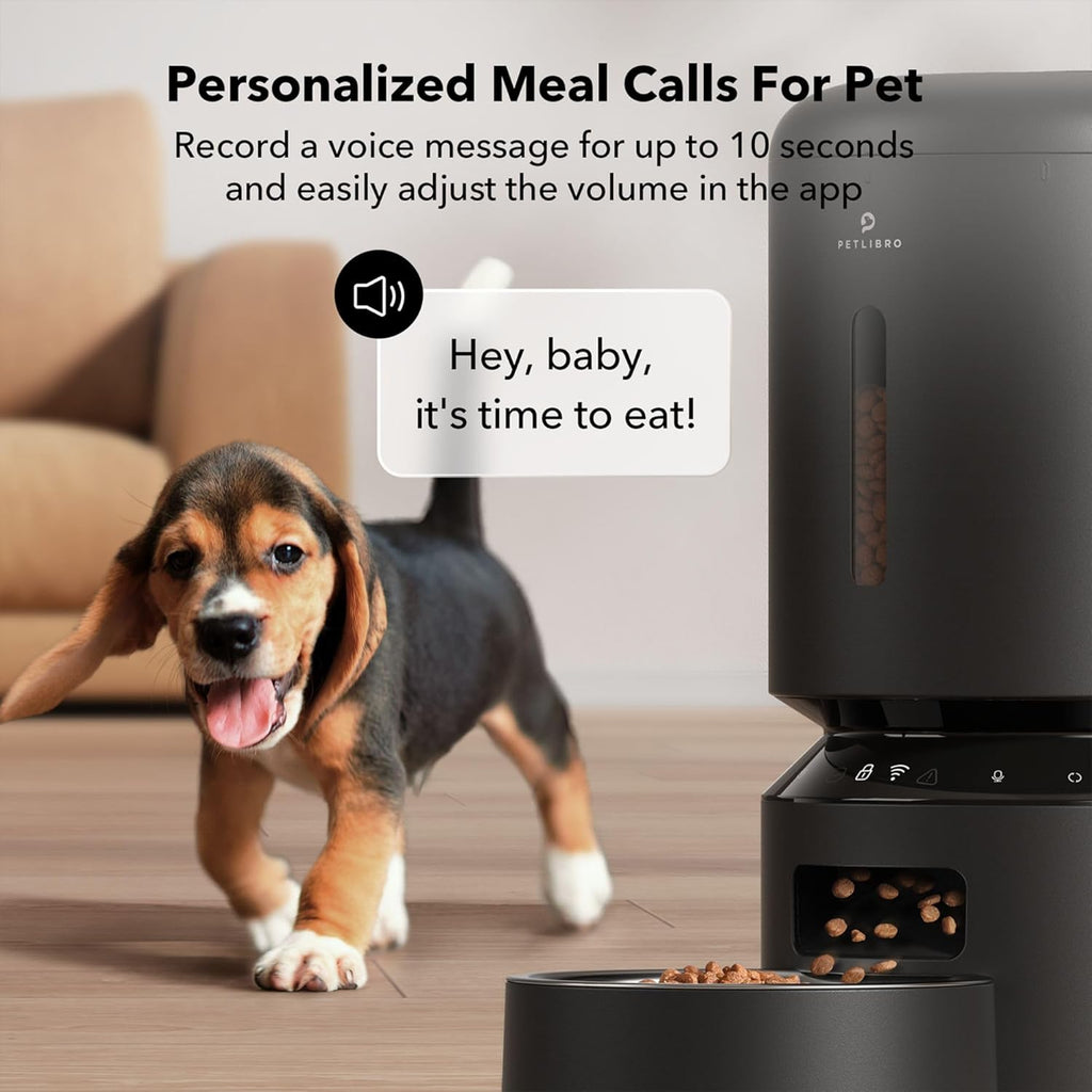 PETLIBRO Automatic Cat Feeders, WiFi Automatic Dog Feeder with APP Control, 3L Timed Cat Food Dispenser, Up to 10 Meals Per Day, Low Food Sensor, Stainless Steel Bowl, Easy to Clean, 5G & 2.4G, Black