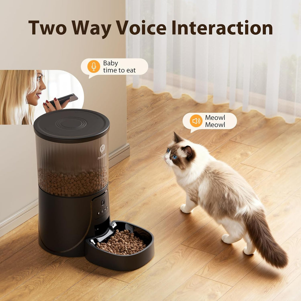 PETULTRA Automatic Cat Feeder with Camera: 5G WiFi Auto Pet Feeder Precise Timed Feeding with HD Video & 2-Way Audio, Food Dispenser with Desiccant Bag to Keep Kibble Fresh, Easy Setup for Indoor Cats