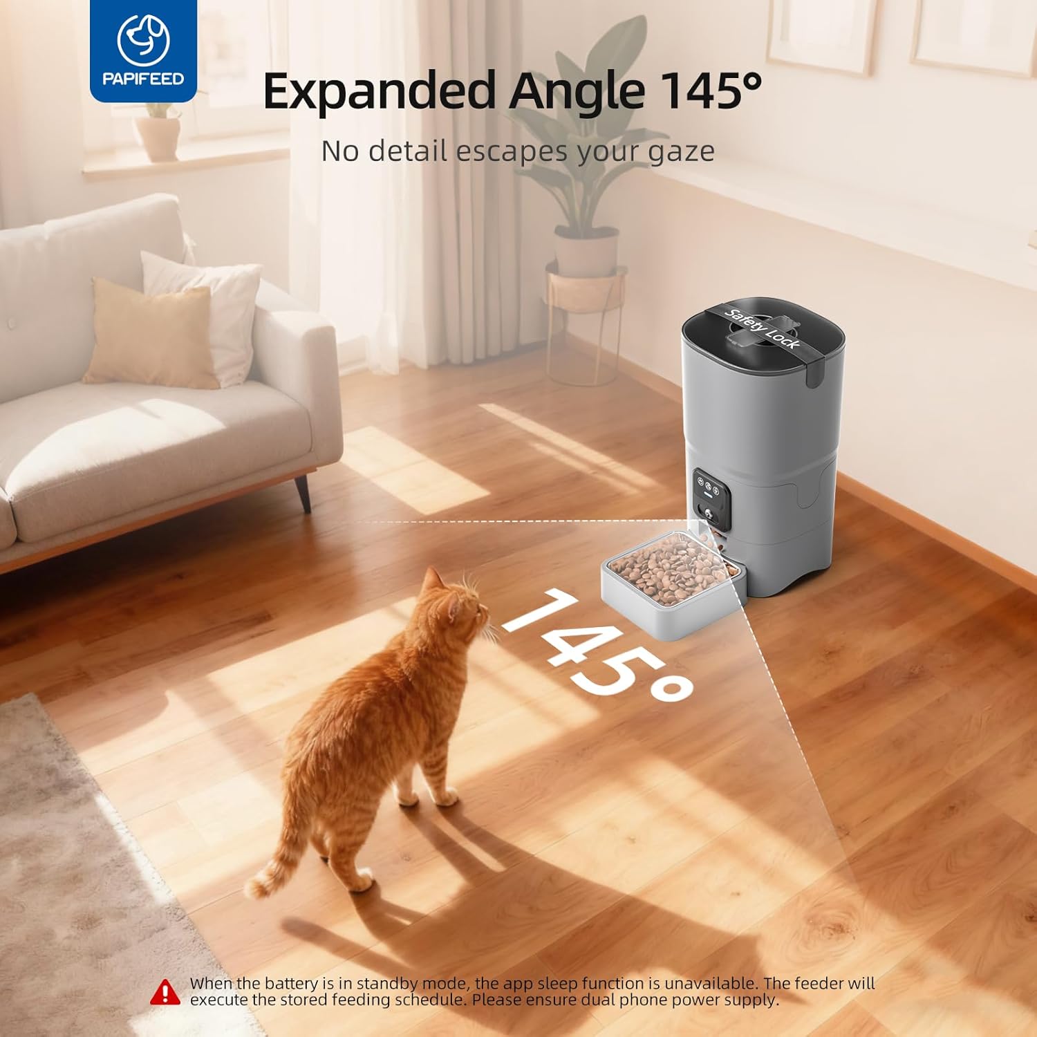 PAPIFEED Automatic Cat Feeder with Camera, 1080P HD & Night Vision, 6L Cat Food Dispenser with App, 5G WiFi Timed Cat Feeder for Dry Food, 2-Way Audio, Smart Pet Feeder for Dog, 1-10 Meals/Day, Grey