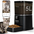 Automatic Cat Feeder with Camera, 5L/28 Cups WiFi Cat Auto Feeder with Two-Way Audio, App Control, Strong Anti-Jam System Smart Timed Cat Feeder with Night Vision for Small Pets Indoor