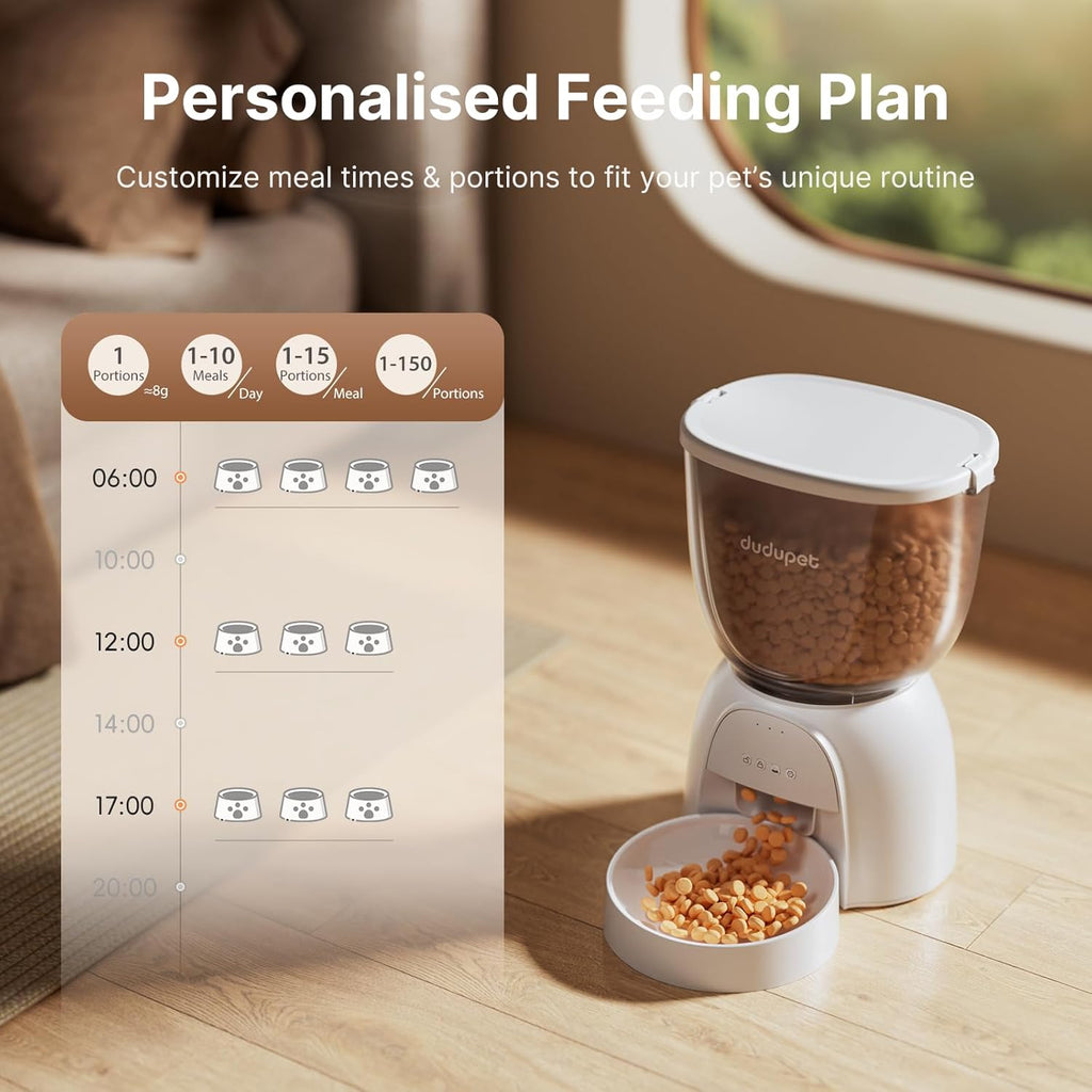 Automatic Cat Feeder with WiFi, App Control Automatic Pet Feeder, 5L Cat Food Dispenser Remote Feeding,10 Meals Programmable 1-15 Portion Control with Stainless Steel, Auto Dog Feeders Dry Food Only