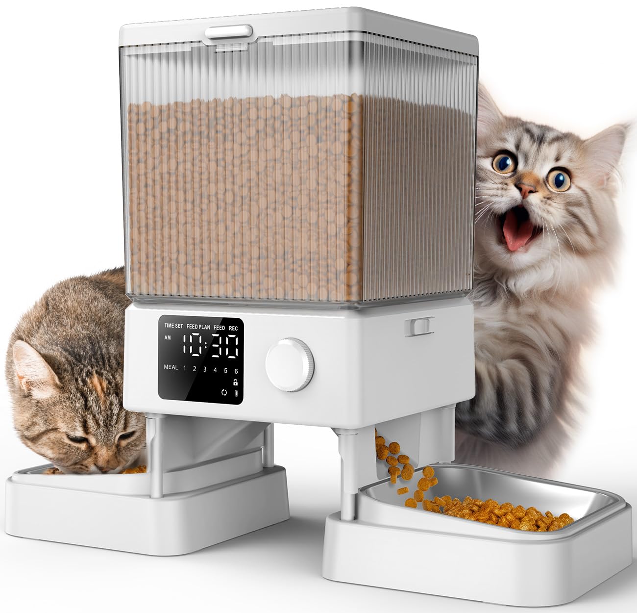 oneisall Automatic Cat Feeder with 5G WiFi, Automatic Cat Food Dispenser for 2 Cats Small Pets, 20 Cups/5L Timed Dry Food Dispenser with App Control