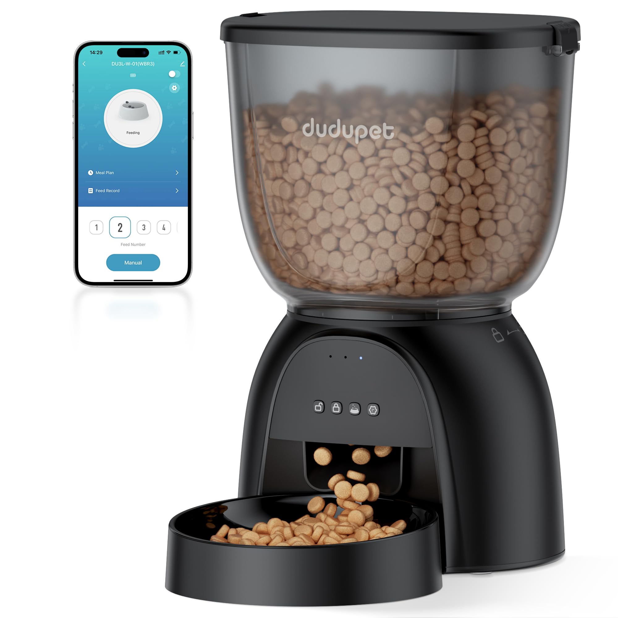Automatic Cat Feeder with WiFi, App Control Automatic Pet Feeder, 5L Cat Food Dispenser Remote Feeding,10 Meals Programmable 1-15 Portion Control with Stainless Steel, Auto Dog Feeders Dry Food Only