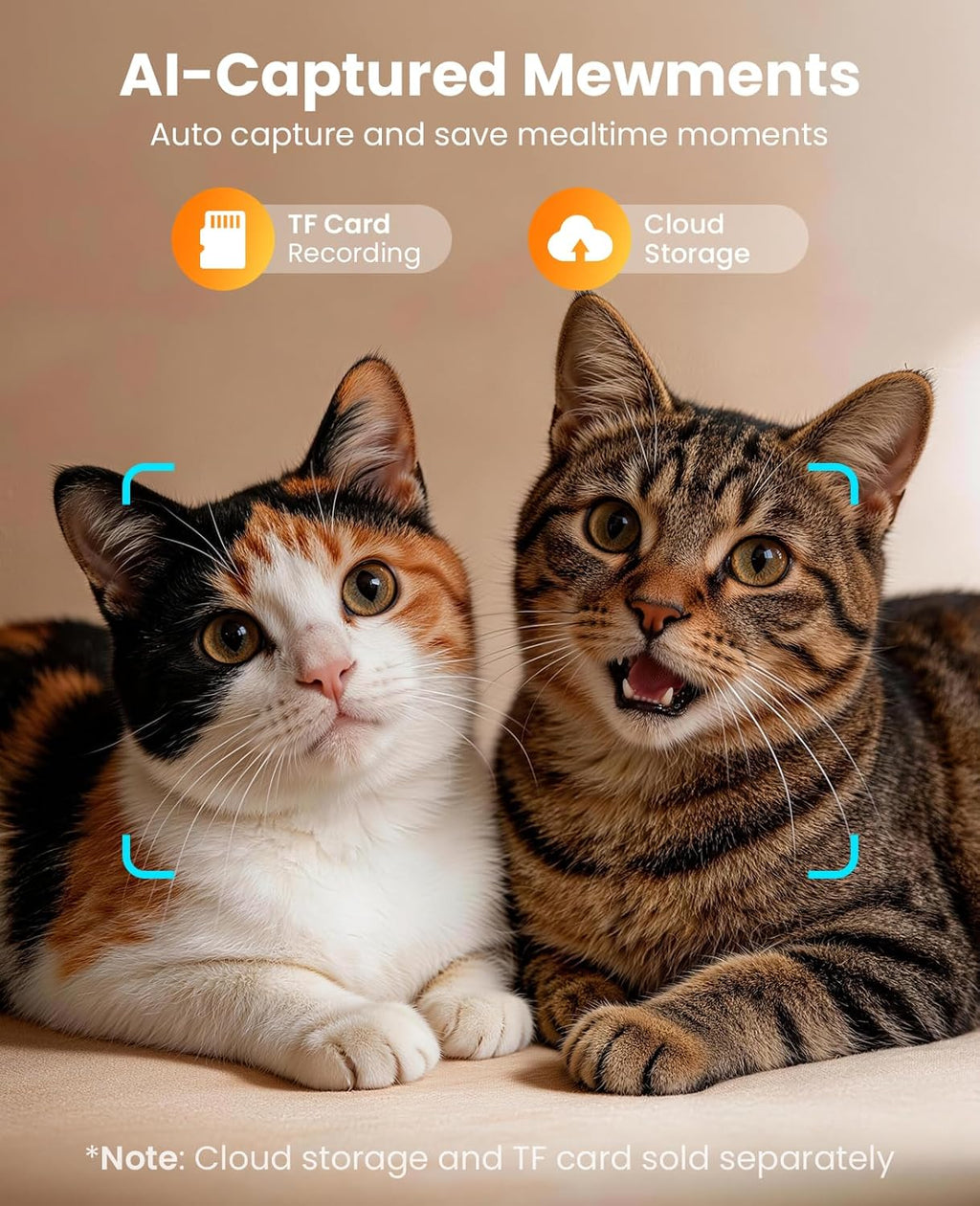 oneisall Automatic Cat Feeder with Camera for 2 Cats, 1080P HD Night Vision, 20 Cups/5L Cat Feeder Automatic, 2-Way Audio, Motion-Activated Alerts, 5G WiFi APP Remote Control Pet Feeder